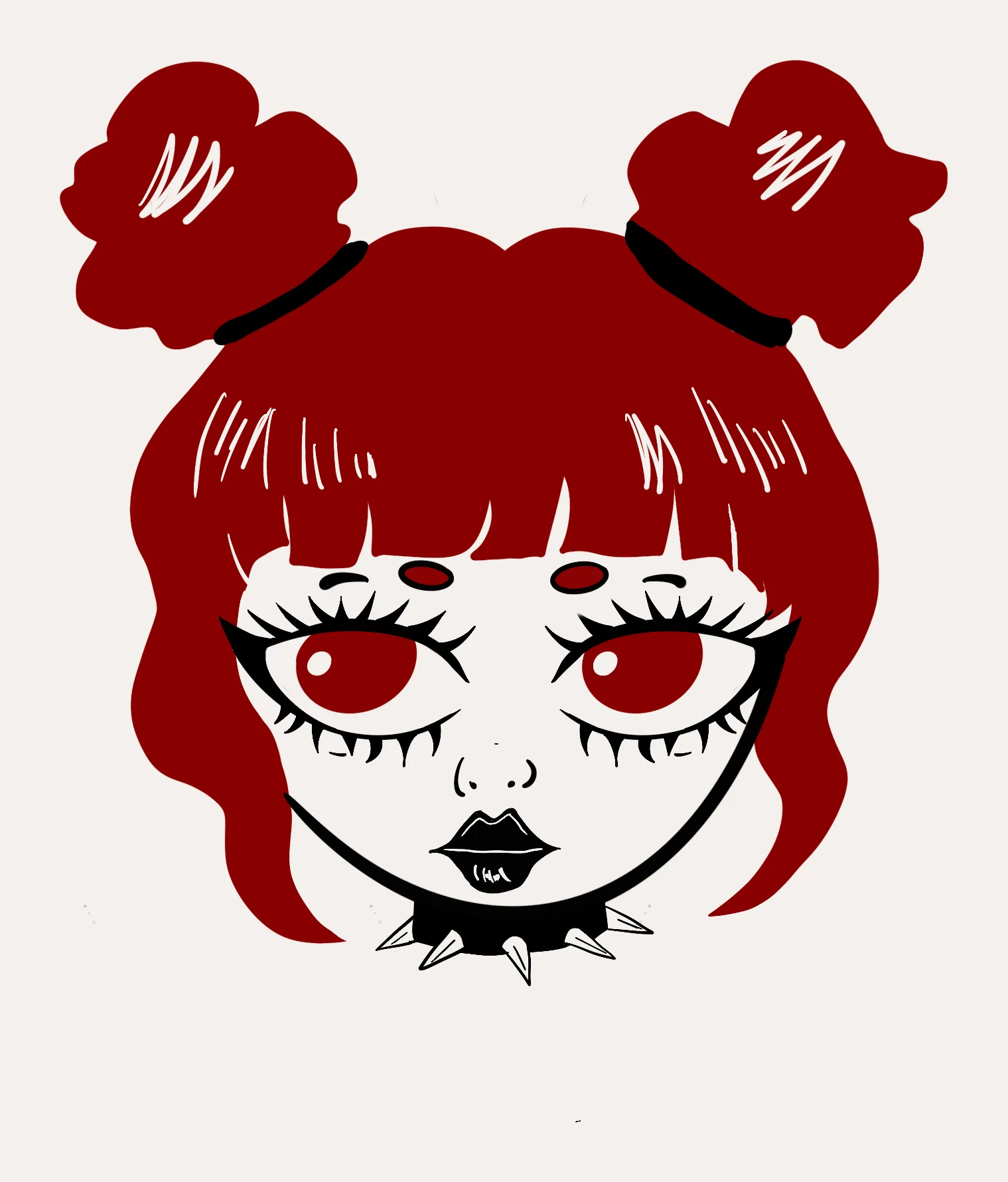 Mascota de Haku — chica de pelo rojo con moños